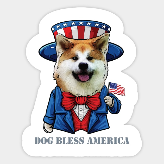 Fourth of July Pun Akita Dog Bless America Sticker by whyitsme